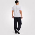 Black Foundation Track Pants with White Lines - Image 4