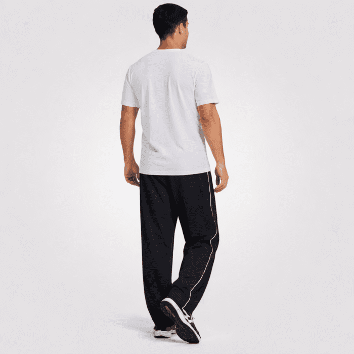 Black Foundation Track Pants with White Lines - Image 4