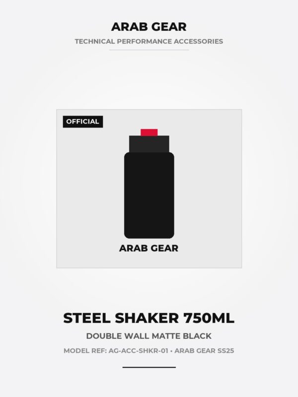 Arab Gear Matte Black Stainless Steel Shaker (750ml)