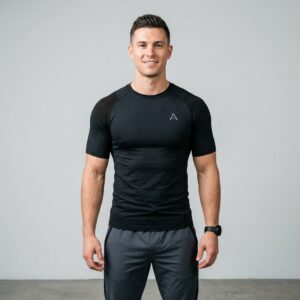 Core Compression Shirt (Black Half Sleeves)