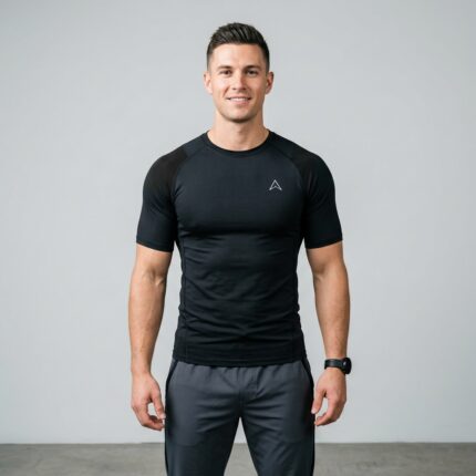 Core Compression Shirt (Black Half Sleeves)