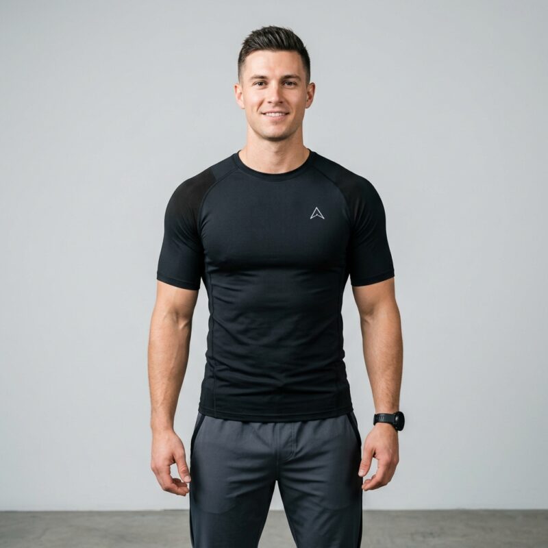 Core Compression Shirt (Black Half Sleeves)